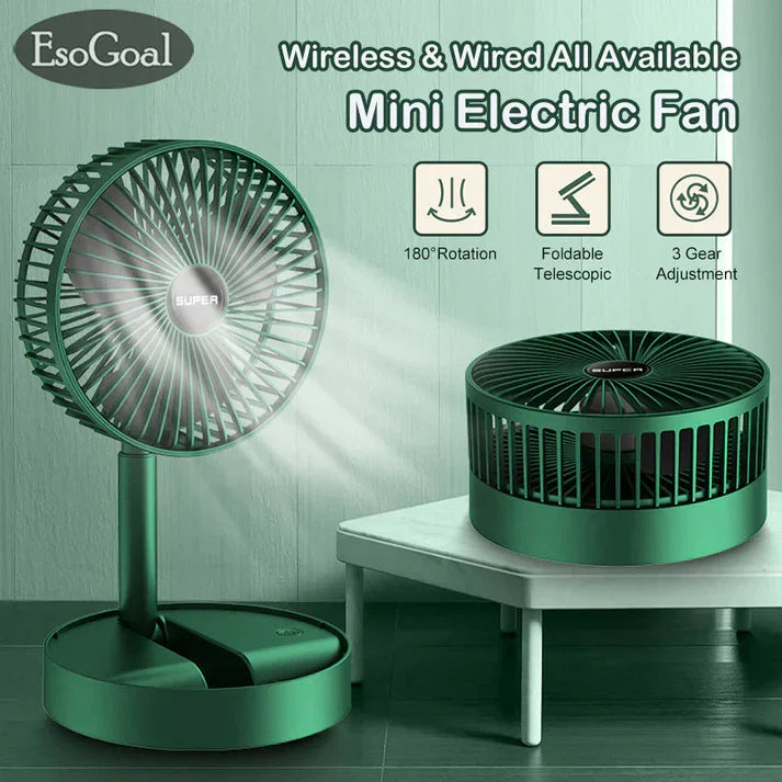Mini Foldable Fan - Portable, Rechargeable & Quiet Cooling for Home, Office & Travel
