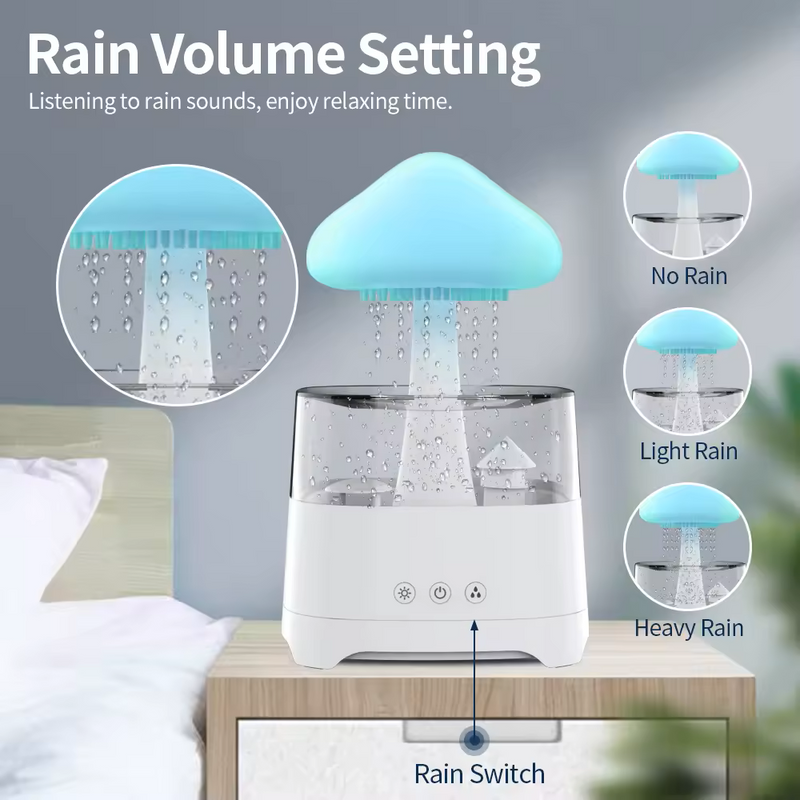 Bluetooth Speaker Rain Cloud Humidifier with LED Lights - Relaxation & Air Purification