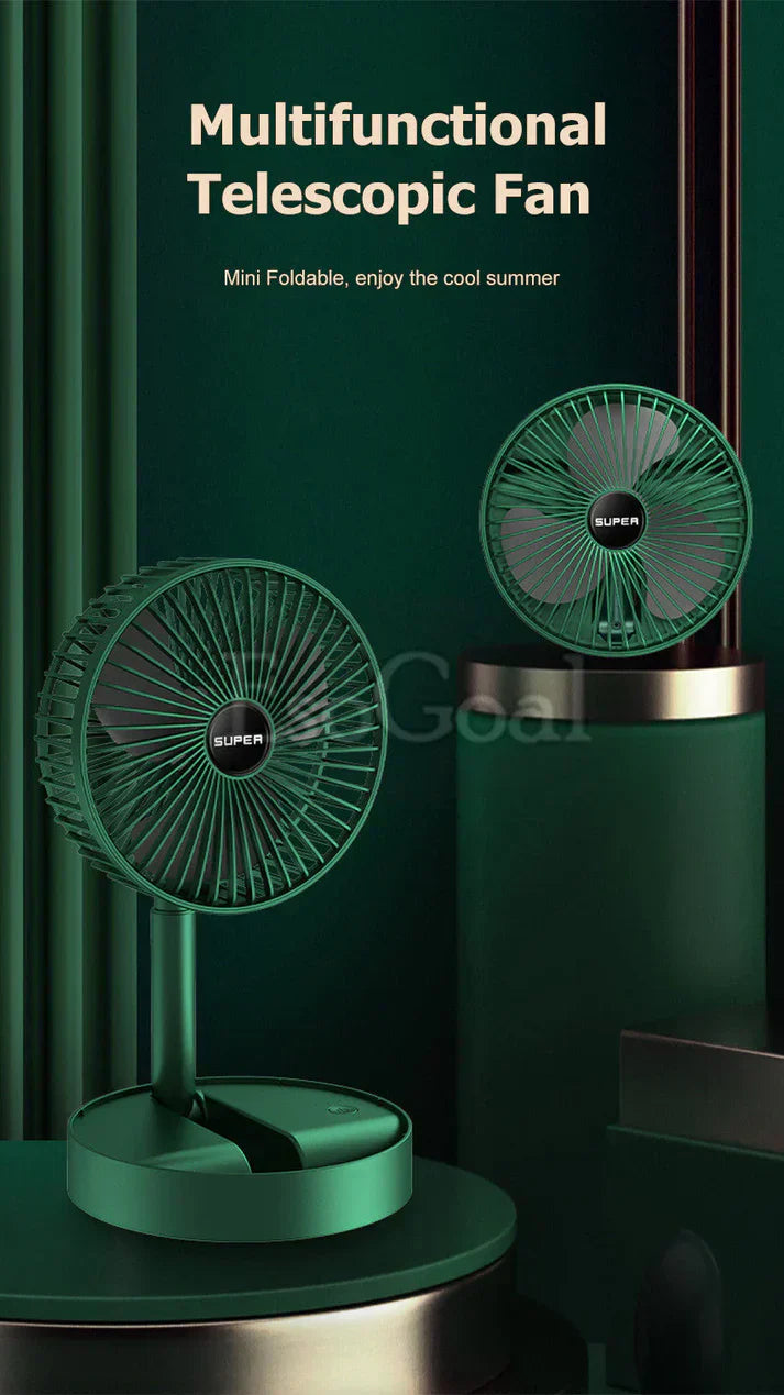 Mini Foldable Fan - Portable, Rechargeable & Quiet Cooling for Home, Office & Travel